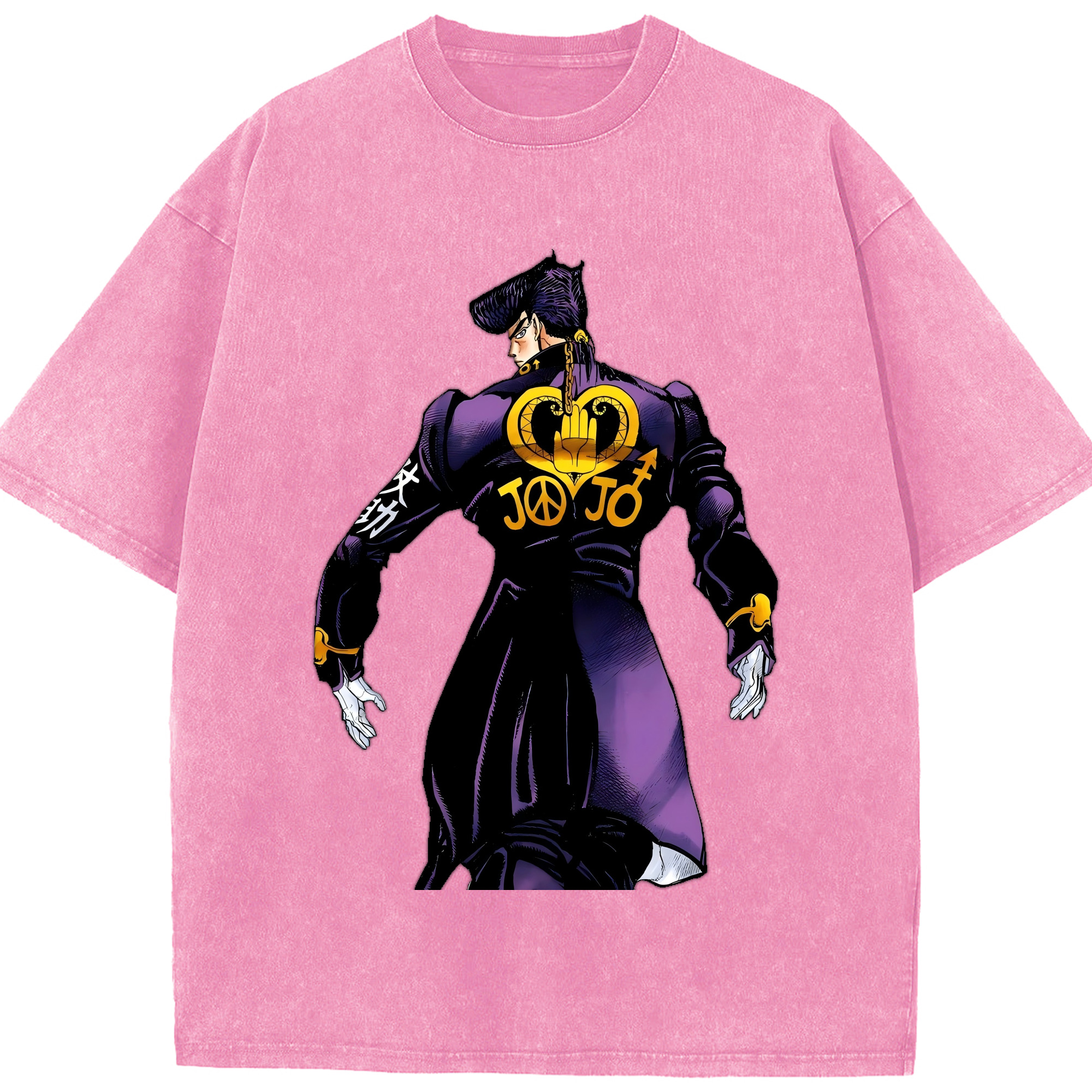 （画像用） ジョジョの奇妙な冒険 ひがしかた じょうすけ JoJo's Bizarre Adventure Higashikata Josuke 綿100% ヴィンテージ風 半袖Tシャツ（フロントプリント）